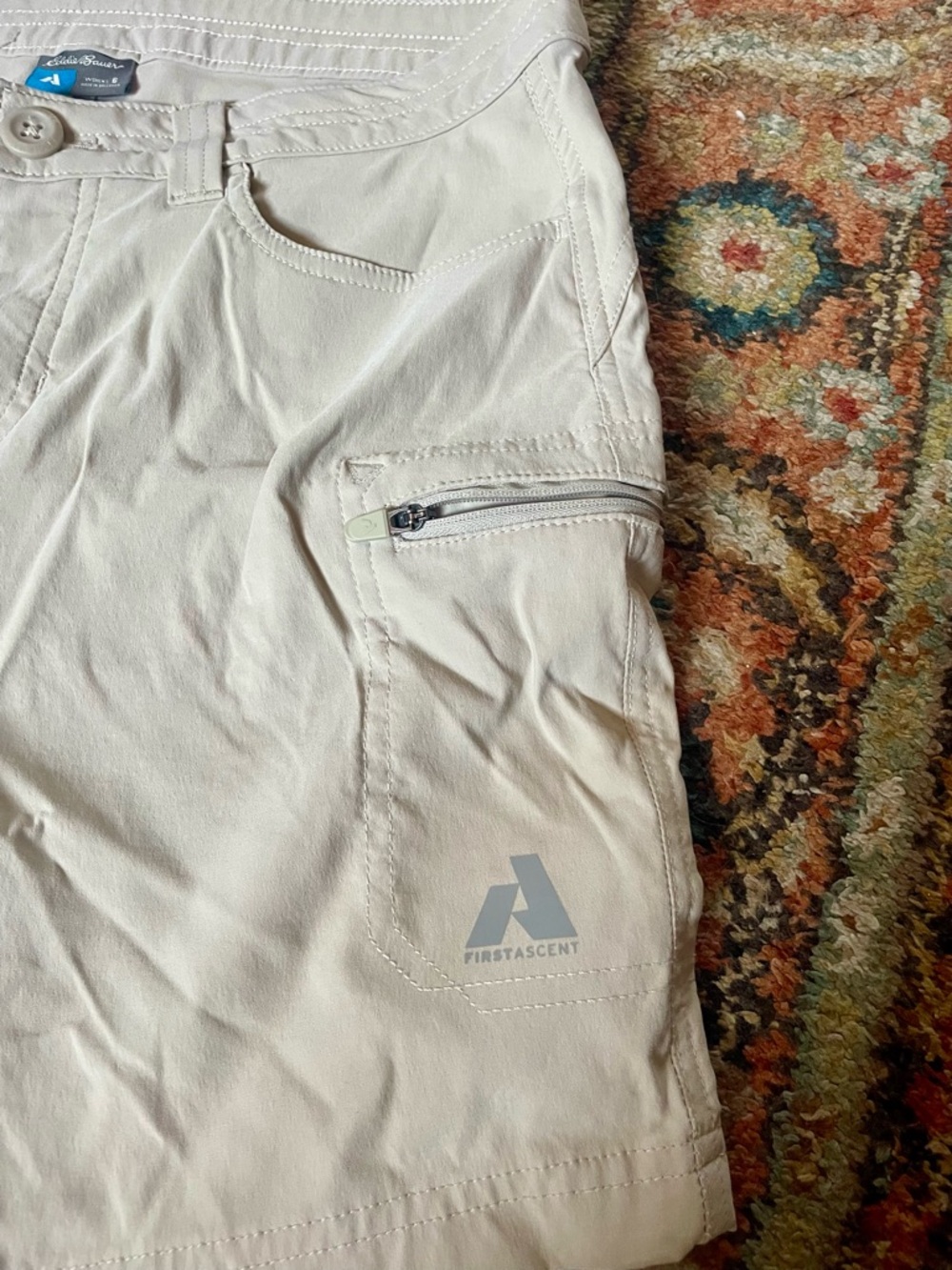 Eddie Bauer Women's Light Beige Athletic Cargo Shorts - Picture 3 of 5